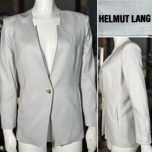 Helmut Lang Light Gray Blazer Suit Jacket w/ Zig Zag Lapel, Szs 2 & 8, USA made